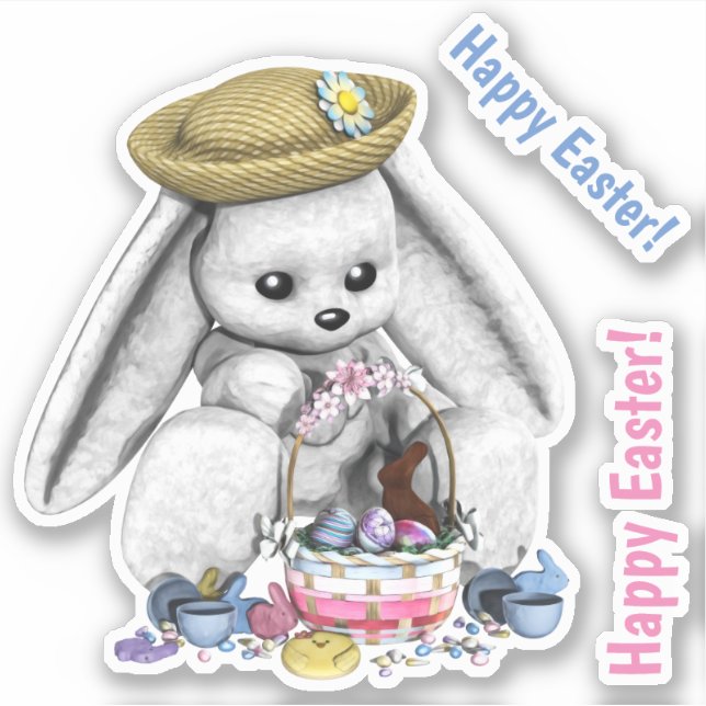 Cute Bunny with Filled Easter Basket (Front)