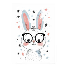 Cute Bunny with Glasses – Adorable Cartoon Rabbit 