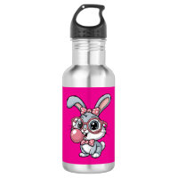 Cute Bunny with Glasses Blowing Bubble Gum