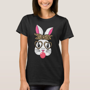 Cute Bunny With Leopard Bandanna Heart Glasses Eas T-Shirt
