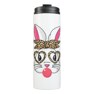 Cute Bunny With Leopard Bandanna Heart Glasses Eas Thermal Tumbler