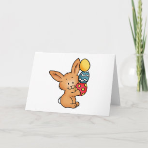 Cute Bunny with pile of eggs Holiday Card
