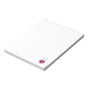 Cute Bunny with Pink Valentines Day Heart Notepad