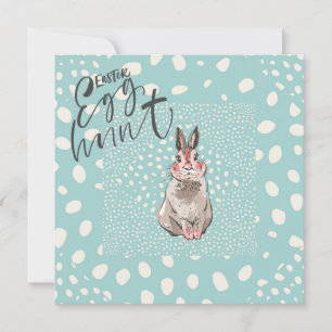 Cute Bunny with Spots Easter Egg Hunt Invitation