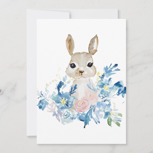 Cute Bunny with watercolor flowers  (Front)
