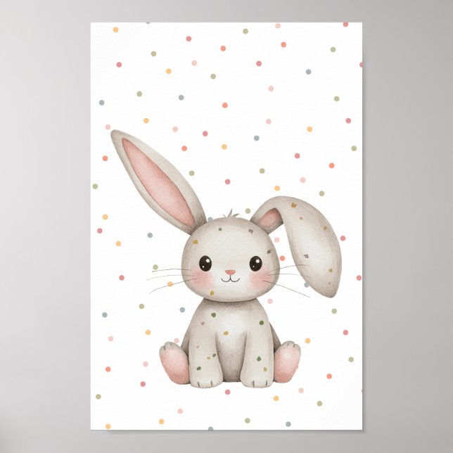Cute Bunny Woodland Baby Animals Nursery Posters (Front)