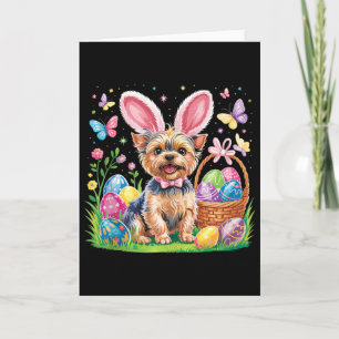 Cute Bunny Yorkie Terrier Dog Easter Eggs Sket Men Card