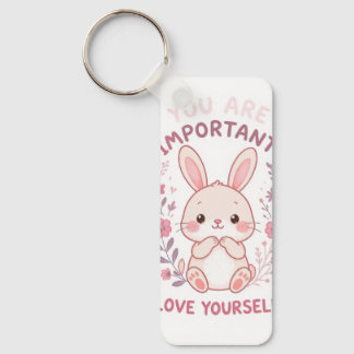 Cute Bunny You Are Important Keychain- Love yourse Key Ring