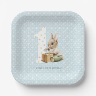 Cute Bunny's First Birthday Paper Plate