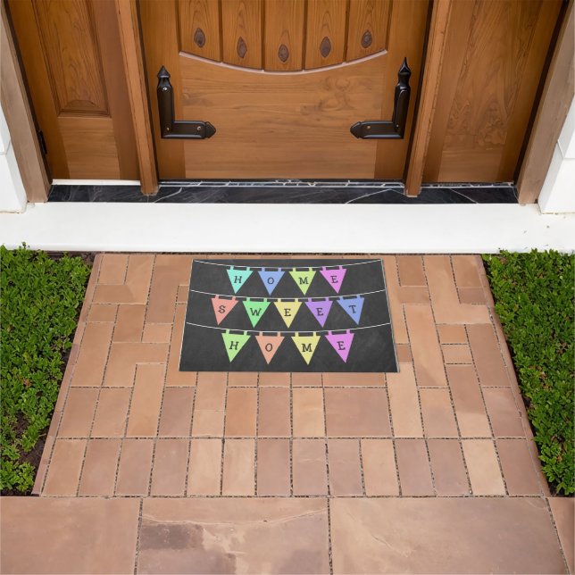 Cute Bunting Banners Home Sweet Home Door Mat (Outdoor)