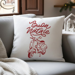 Cute Buon Natale Italian Vespa Christmas Cushion