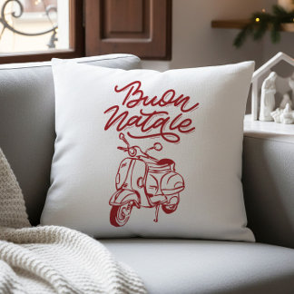 Cute Buon Natale Italian Vespa Christmas Cushion