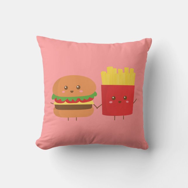 Cute Burger and Fries, Friends Forever Cushion (Front)