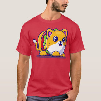 Cute Burger Cat Cartoon T-Shirt