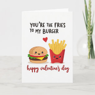 Cute Burger Fries Valentine Card
