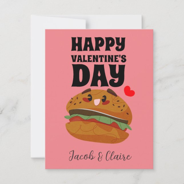 cute burger, Happy valentines day personalise name (Front)