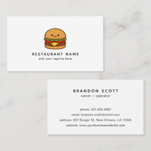 Cute Burger Restaurant Business Card
