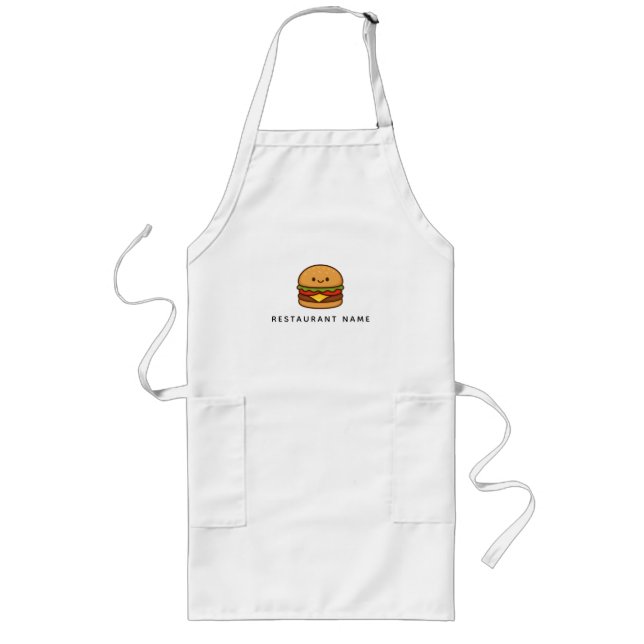 Cute Burger Restaurant Long Apron (Front)