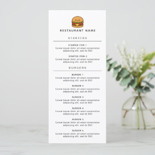 Cute Burger Restaurant Menu
