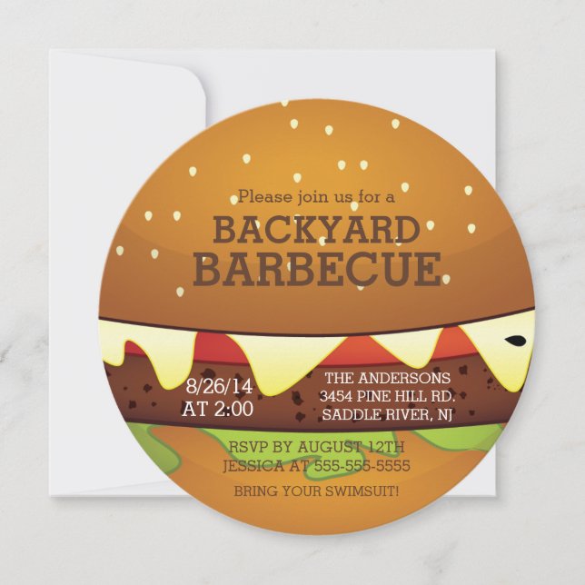 Cute Burger Summer BBQ Party Invitation (Front)