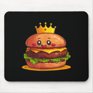 Cute Burger With Crown And Kingdom Costume  Mouse Mat