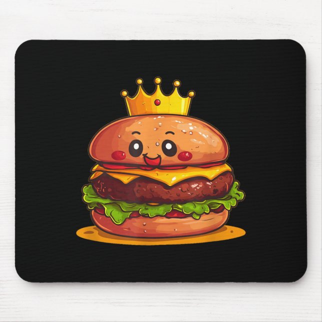Cute Burger With Crown And Kingdom Costume  Mouse Mat (Front)