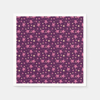 Cute Burgundy Pink Star Space Girl Party Napkin