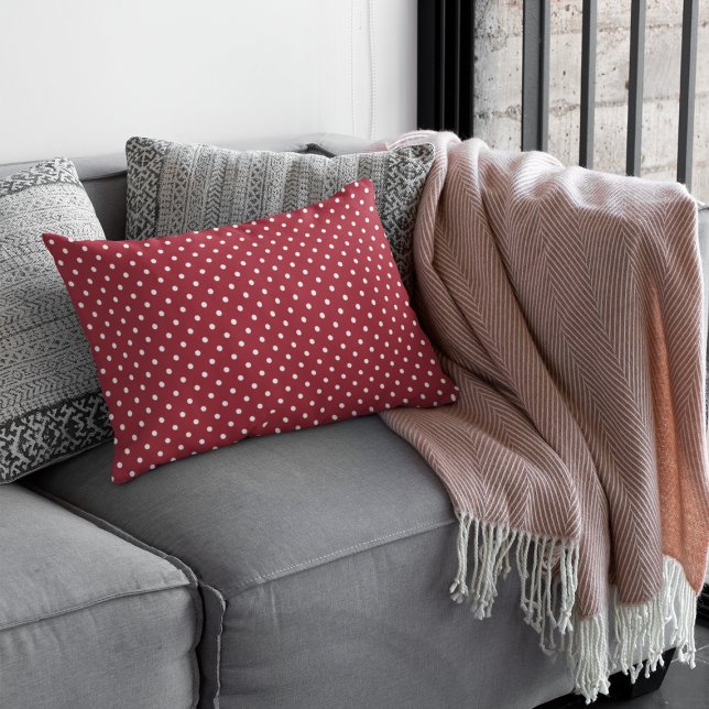 Cute Burgundy Polka Dots Pattern Lumbar Cushion (Creator Uploaded)