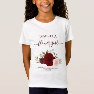 Cute Burgundy & Red Roses Flower Girl Gift Wedding T-Shirt