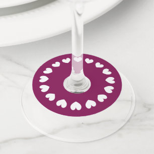 Cute burgundy red wine glass tags with hearts