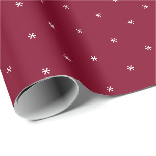 Cute burgundy white snowflakes winter Holidays Wrapping Paper