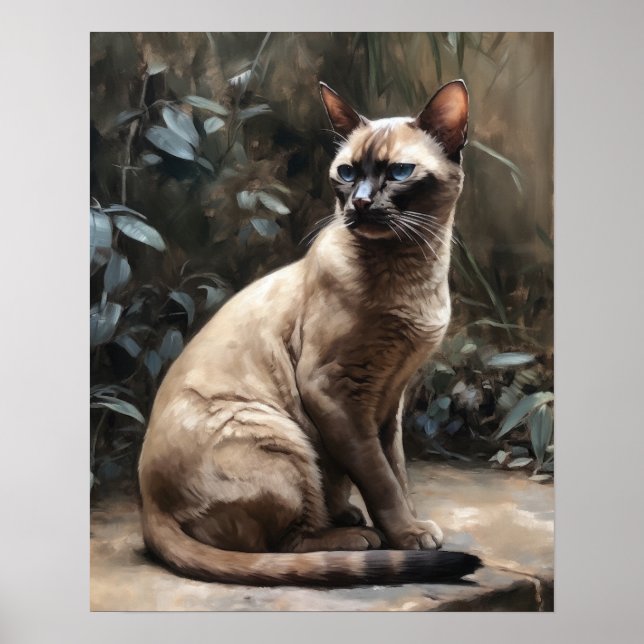 Cute Burmese Cat Art Print Poster (Front)