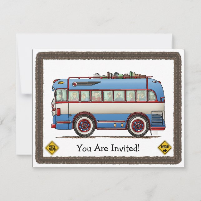 Cute Bus Tour Bus Invitation (Front)