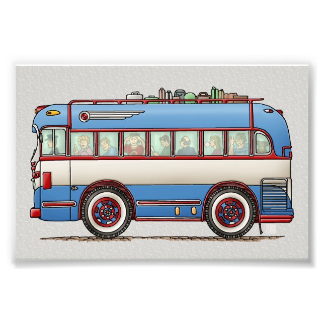 Cute Bus Tour Bus Photo Print (Front)