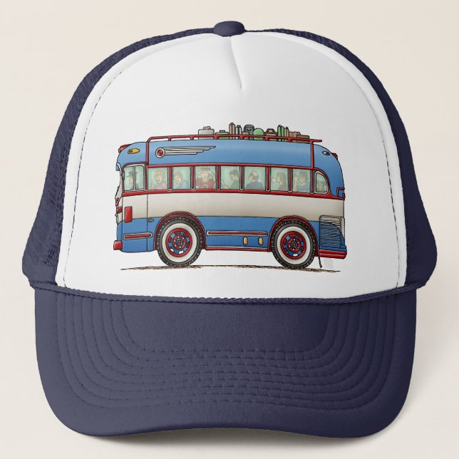 Cute Bus Tour Bus Trucker Hat (Front)