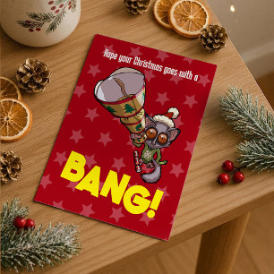 Cute Bush Baby Christmas Bonbon Bang! Cartoon Postcard