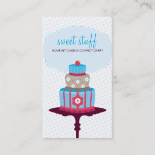 CUTE BUSINESS CARD sweet cake bakery aqua blue red