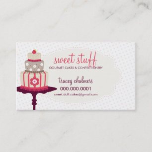 CUTE BUSINESS CARD sweet cake bakery red gold