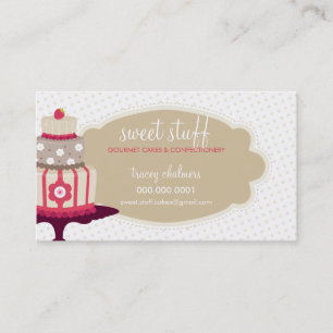 CUTE BUSINESS CARD sweet cake bakery red gold
