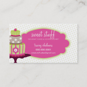 CUTE BUSINESS CARD sweet cakes bakery lime pink