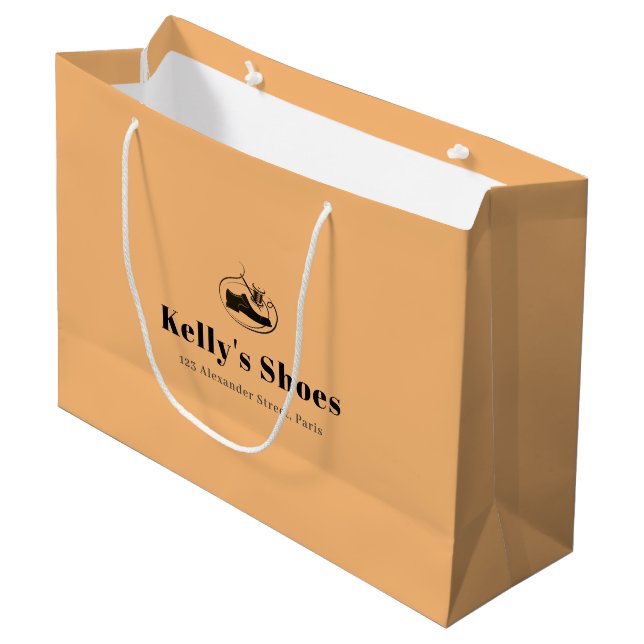 Cute Business Custom Logo Shopping Orange Large Gift Bag (Front Angled)