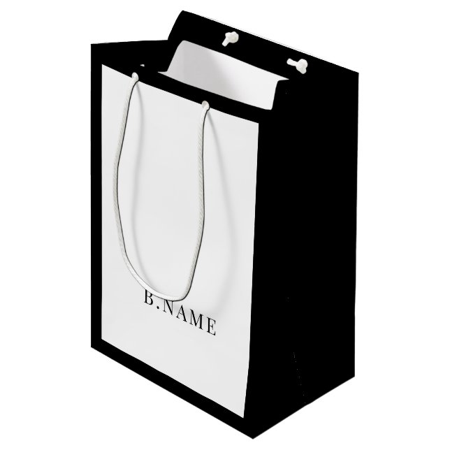 Cute Business Shopping Black Medium Gift Bag (Front Angled)