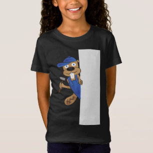 Cute Busy Beaver Girls' Graphic Tee - Fun Working