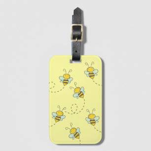 Cute Busy Bee Pattern Yellow Luggage Tag