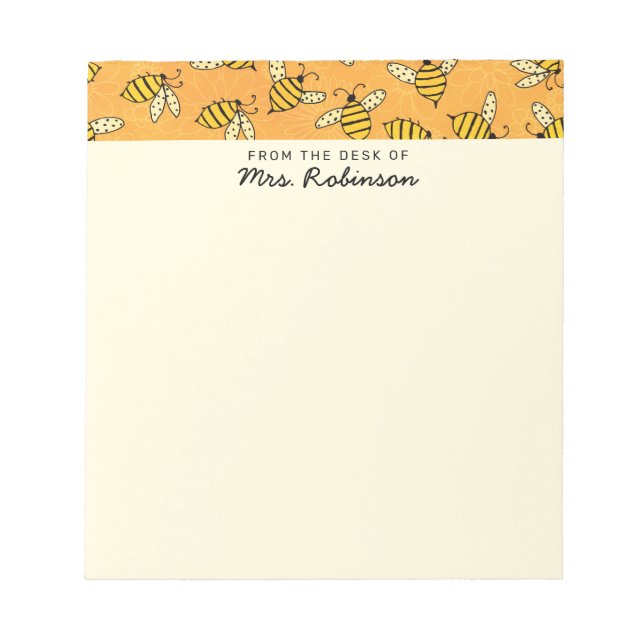 Cute Busy Bees Teacher From the Desk of Notepad (Front)