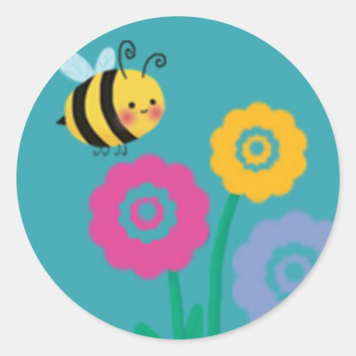 Image of Cute Busy Honey Bee Classic Round Sticker