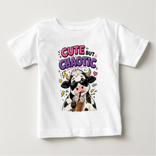 Cute but chaotic cow with iced coffee baby T-Shirt