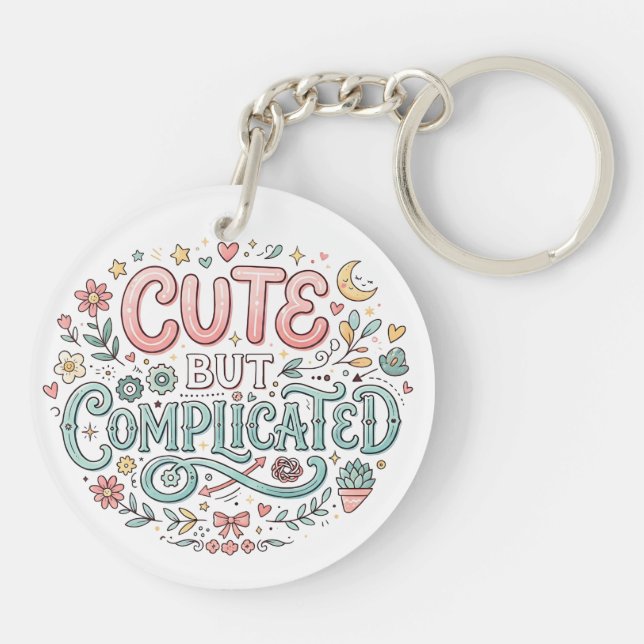 Cute but Complicated | Funny Quote Key Ring (Back)