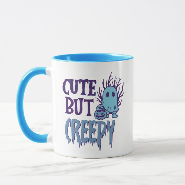 Cute But Creepy Ghost Jack-O' Lantern Halloween Mug (Left)