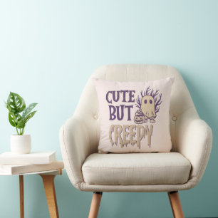 Cute But Creepy Ghost Pumpkin Cream Halloween Cushion